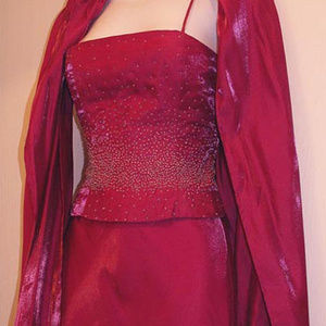 FAVIANA Beaded Gown with Shawl Fuschia Small Long